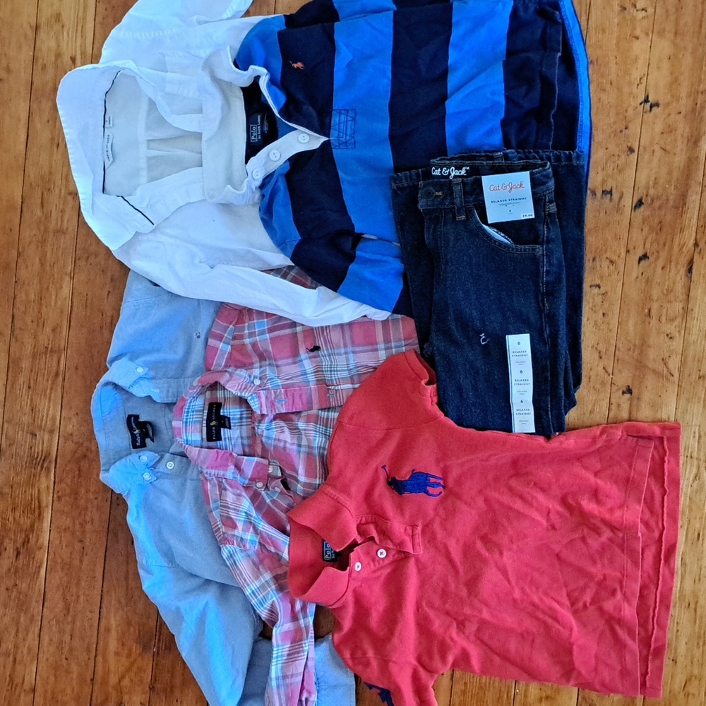 Boys size 6 ralph lauren lot, janie and jack, and NWT cat and jack dark denim